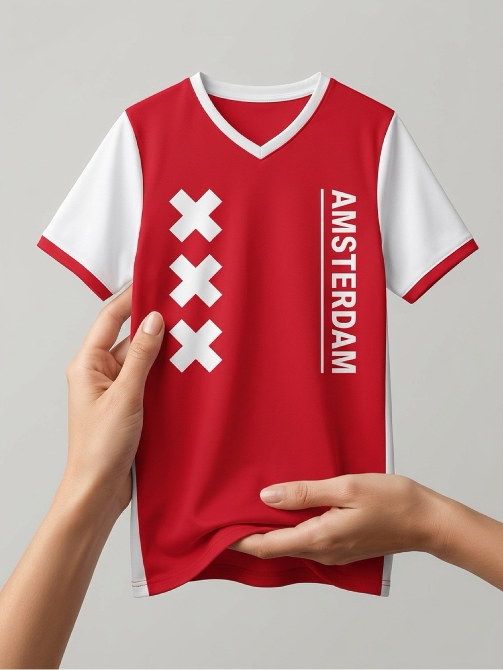 Amsterdam Kids Red & White V-Neck Soccer Top